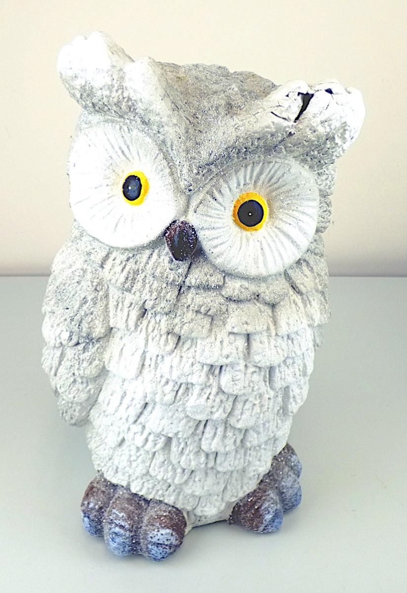 Angaben:
Eule Decor 1/S (ohne LED Licht);  90% Clay, 10% Polyfiber (PET); Größe: 23 x 23 x 41,5 cm.

Warenbeschaffenheit:
Zierfigur in Form einer weiß-grauen Eule. Augenscheinlich besteht der Artikel aus mit Fasern vermischtem Zement.

Befund:
Waren aus Asbestzement, Cellulosezement oder dergleichen, keinen Asbest enthaltend.