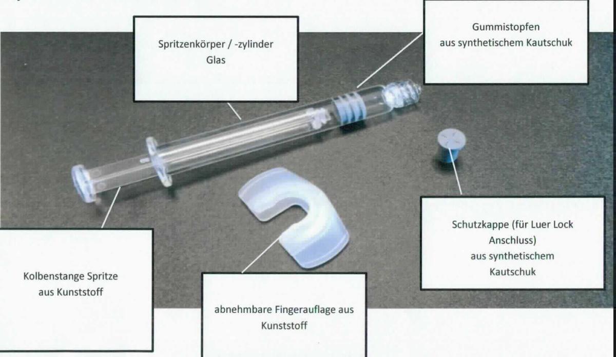 Sog. Injektionsspritze ohne Nadel,
- aus einem zylinderförmigen Körper aus Glas ohne Skalierung, mit abnehmbarer Fingerauflage 
  aus Kunststoff, einem sich darin bewegenden Kolben aus Kunststoff mit Betätigungsvorrichtung 
  sowie einem Ansaug- und Abgabestutzen mit Schutzkappe (Abbildung siehe Anlage),
- zur Verwendung bei Testläufen bei der Herstellung einer Abfüllmaschine für Pharmaprodukte 
  (nicht Gegenstand der vZTA),

"Flüssigkeitspumpe, Handpumpe, keine Ware der TARIC-Codes 8413 1100 00 bis 8413 1900 90 - sog. Injektionsspritze ohne Nadel"