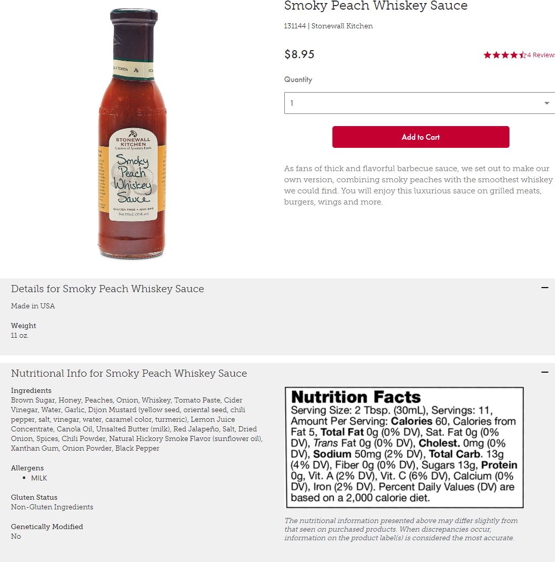 Pfirsich-Whiskey-Soße

Original-Weißglasflasche mit grünem Metalldrehverschluss und umlaufendem, mehrfarbig bedrucktem
Etikett sowie deutschsprachigem Aufkleber. Der Aufdruck enthält Angaben über den Vertreiber, die
Produktbezeichnung, die Füllmenge (330 ml), die Zutaten und die Nährwerte. Inhalt: Rotbraune, mit
kleinen Gemüse- und Fruchtstückchen sowie weiteren Gewürz- und Kräuterpartikeln durchsetzte,
sämige Flüssigkeit; Geschmack vorherrschend fruchtig süß, würzig, nach Pfirsich, Honig und Zwiebeln.

Zubereitete Würzsoße, keine der Unterpositionen 2103 1000 bis 2103 9030 der KN, Tomaten enthaltend, kein Mononatriumglutamat enthaltend.
