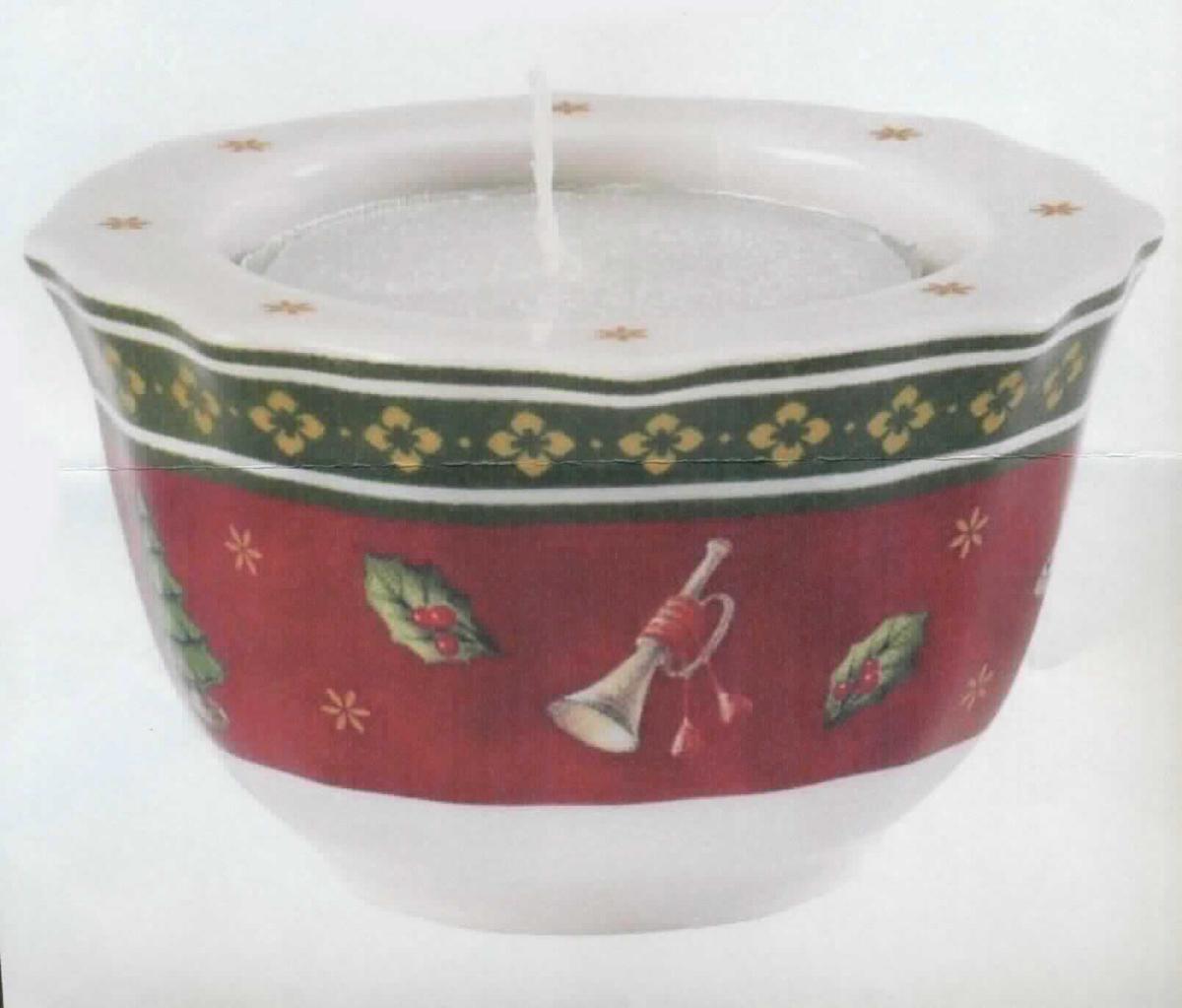 Keramischer Ziergegenstand (Teelichthalter), sog. Villeroy & Boch Delight Toy's Teelichthalter, 14-8585-3997,
Foto siehe Anlage,
- lt. Antrag:
- - rundes, glasiertes Gefäß; außen mit einer Verzierung versehen (u. a. mit Blättern und Musikinstrumenten),
- - mit einer Vertiefung zur Aufnahme z. B. eines Teelichts versehen,
- - in den Abmessungen: ca. 6 cm (Durchmesser) x 4 cm (Höhe),
- - keramisches Erzeugnis; nach der Formgebung gebrannt; tonmineralhaltiges Material enthaltend,
- - aus Porzellan,
- ohne Hinweise auf Handarbeit,
- dient der Aufnahme eines Teelichts, stellt sich jedoch aufgrund einer fehlenden Haltevorrichtung oder 
  spezifischen Vorrichtung zum Befestigen einer Kerze oder eines Teelichtes nicht als Beleuchtungskörper
  der Position 9405 dar.

"Keramischer Ziergegenstand, aus Porzellan, nicht handgearbeitet"
