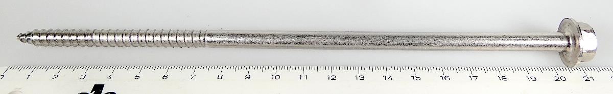 Es handelt sich um aus nicht rostendem Stahl gefertigte Schrauben mit Kopf mit Außensechskant und Bund sowie mit Innensechsrund (sog. Torx, geschützte Marke) und mit einem nicht bis zum Kopf reichenden Holzschraubengewinde. Das Gewindeende ist zu einer Spitze ausgearbeitet. Der Kern der Schraube verjüngt sich zur Spitze hin.
Gesamtlänge x Durchmesser etwa: 216 x 7 mm.
- Antragstellerangaben -

Abbildung siehe Anlage.

Derartige Erzeugnisse gehören als "andere Holzschrauben aus nicht rostendem Stahl" zum TARIC-Code 7318 12 10 90.