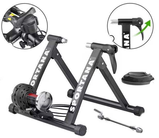 Bei dem durch Antragsangaben und Abbildungen veranschaulichten und als "Rollentrainer Fahrrad" bezeichneten Erzeugnis handelt es sich um einen noch nicht zusammengesetzten Heimtrainer, der zusammen mit einem Fahrrad (nicht Gegenstand dieser vZTA), ähnlich einem sog. Ergometer, verwendet werden soll.

Der Rollentrainer (Abmessungen ca. 54 x 46 x 42 cm) besteht im Wesentlichen aus einem Gestell aus unedlem Metall mit eingebauter Laufrollenvorrichtung mit Magnetbremse, einem sog. Schnellspannsystem zum Einspannen des Hinterrades eines Fahrrads sowie einer Schalteinheit mit sechsstufiger Widerstandseinstellung.

Der zusammenklappbare Rollentrainer (charakterverleihend) ist gemeinsam mit einer Vorderradhalterung und einer Aufbauanleitung für den Einzelverkauf aufgemacht (Warenzusammenstellung).

Derartige Erzeugnisse sind zoltarifrechtlich als "Übungsgerät für die allgemeine körperliche Ertüchtigung, in Kapitel 95 anderweit weder genannt noch inbegriffen, mit System zum Einstellen unterschiedlicher Belastungen" einzureihen.