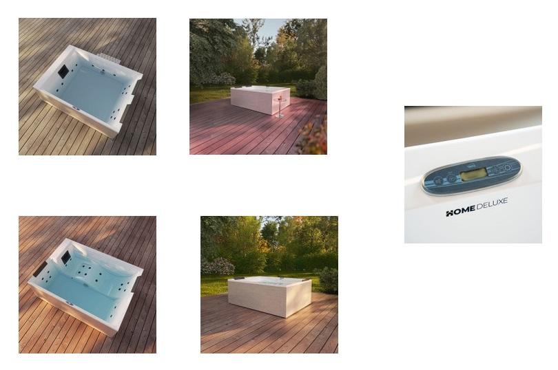 Sog. Outdoor Whirlpool, in zwei verschiedenen Ausführungen, jeweils im Wesentlichen bestehend aus einer quaderförmigen, ca. 190 x 140 x 70 cm großen Wanne für zwei Personen, mit einem Gestell aus Holz und einer Schürze aus Kunststoff mit Wabenstruktur, einem Fassungsvermögen von 950 l, 18 Massagedüsen, integrierter Heizung, Wasserpumpe, Unterwasserbeleuchtung, Bedienelement und Kopflehnen. Zur äußeren Form siehe Abbildung in der Anlage. 
Die Vorrichtung wird mit Wasser befüllt und dient der durch Wasserdruck bewirkten Massage des Benutzers. 
Die Ware ist in einem Karton verpackt. 

Sie wird als "Massagegerät, kein elektrisches Vibrationsmassagegerät" eingereiht.