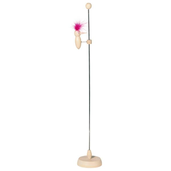 Nach den Angaben der Antragstellerin sowie der vorliegenden Abbildung handelt es sich um ein Spielzeug aus Holz, sog. "Klopfspecht rosa Feder, Artikel TT580", bestehend aus:
- einer runden Holzplatte (Ø ca. 55 mm), auf der ein ca. 41 cm langer Metallstab mit einer fest 
  angebrachten Holzkugel als Abschluss befestigt ist
- an dem Metallstab befindet sich eine ovale Holzperle sowie ein ca. 4,5 cm großer,
  stilisierter Specht, der mit einer Spiralfeder aus Metall an einer Holzperle am Stab befestigt ist
- schiebt man die Perlen nach oben und lässt sie dann los, läuft der Specht nach unten und
  pickt mit dem Schnabel gegen den Metallstab und erzeugt so ein Klopfen
- ohne Hinweis auf Fertigung in Handarbeit
- dient der spielerischen Unterhaltung von Kindern und Erwachsenen
- mit einem Etikett versehen.

Die Ware wird zolltarifrechtlich als "anderes Spielzeug, nicht von den Unterpositionen (KN)
9503 0010 bis 9503 0095 erfasst, nicht handgearbeitet aus Holz" eingereiht.