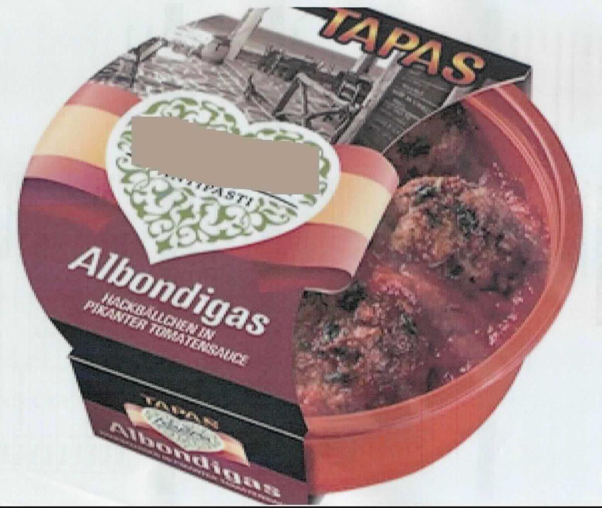 Albondigas - Hackbällchen in pikanter Tomatensauce - Tapas

Angaben:
Nach den Antragsangaben enthält das Erzeugnis 37,5 % Schweinefleisch und andere Zutaten (Senf, Zwiebeln, Vollei, Tomaten etc.), die auch Fette und Öle enthalten. 

Warenbeschreibung:
Statt eines Warenmusters wurden Produktinformationen vorgelegt. Danach handelt es sich bei der verzehrfertigen, gekühlten Ware um gegarte Hackbällchen in einer roten Sauce, verpackt in verschweißte 150 g-Schalen. Diese befinden sich in bedruckten Pappkartonschubern mit der Produktkennzeichnung.

Befund:  
Fleisch, Schlachtnebenerzeugnisse oder Blut, anders zubereitet oder haltbar gemacht / -von Schweinen / --andere, einschließlich Mischungen / ---von Hausschweinen / ----mit einem Gehalt an Fleisch oder Schlachtnebenerzeugnissen aller Art, einschließlich Schweinespeck und Fette jeder Art oder Herkunft, von weniger als 40 GHT
