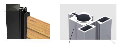 Die sog. Anbaumodule Flexcorner bestehen aus zwei ineinandergeschoben Profilen aus Aluminium, die sich zusammen mit 6 Bohrschrauben mit Linsenkopf (4 x 20 / T15) in einer gemeinsamen Umverpackung befinden.
Das eine Profil besteht aus einem grundsätzlich nahezu quadratischen hohlzylindrischen Körper (Länge ca. 192,5 cm, Außenabmessung (ohne Steg) ca. 23,5 mm x ca. 22,6 mm,), bei dem über die gesamte Länge nahezu ein Viertelkreis ohne Außenwand ist. Dieser Körper ist auf der andere Seite als von Innen hohler T-förmiger Steg ausgeformt.
Das andere Profil besteht aus einem Innen hohlen rechteckigen Körper (Länge ca. 192,5 cm, Breite ca. 42 mm), der auf der einen Seite eine in etwa T-förmige Nut und auf der anderen Seite einen sich über die gesamte Länge erstreckenden dreiviertelkreisförmigen Steg aufweist.
Der Außendurchmesser des dreiviertelkreisförmigen Steges ist so dimensioniert, dass er genau in den zylindrischen Hohlraum des anderen Profils passt.
Über den T-förmigen Steg an dem einen Profil kann das Anbaumodul an einem Zaunpfosten aus dem System der Astin (nicht Gegenstand dieser vZTA) montiert werden (unter Zuhilfenahme der 
o. g. Schrauben) und über die T-förmige Nut an dem anderen Profil können an dem Anbaumodul schlussendlich Sichtschutzelemente aus dem System der Astin (nicht Gegenstand der vZTA) montiert werden.
Durch die spezielle Kombination der o. g. Profile lassen sich über das Anbaumodul Sichtschutzelemente in einem Winkel von 0 bis 90 Grad an Zaunpfosten aus dem System der Astin befestigen.
 
- Angaben laut Antragstellerin -

Im Hinblick auf die Verwendung bestimmt das oben beschriebene Anbaumodul gegenüber den Befestigungschrauben den Charakter der Warenzusammenstellung.

Abbildung siehe Anlage.

Derartige Erzeugnisse gehören als "andere (als in den TARIC-Codes 7610 9090 10 bis 7610 9090 92 genannte) Konstruktionsteile aus Aluminium" zum TARIC-Code 7610 9090 95.