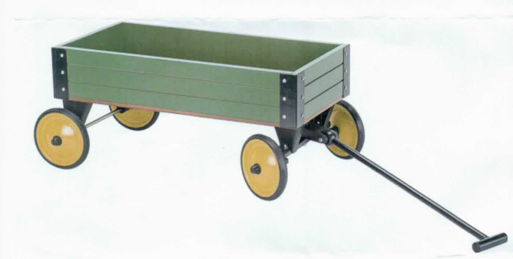 Bollerwagen, sog. Ziehwagen grün, Art. 14147, Foto siehe Anlage,
- laut Antrag:
- - mit den Abmessungen von ca. 58 cm x 30 cm x 27,5 cm,
- - mit einem Rahmen und einer Lenkstange aus Metall,
- - mit einem Aufbau aus Holz,
- - mit Rädern, die mit einer Bereifung aus einem gummiartigen Material ausgestattet sind,
- - mit einer lenkbaren Deichsel, die über einen Handgriff aus Kunststoff verfügt,
- - belastbar bis zu einem Gewicht von 20 kg,
- - dient der spielerischen Unterhaltung von Kindern,
- wird mit der Hand gezogen,
- keine Einreihung in die Position 9503, da die Ware nicht der spielerischen Fortbewegung
  von Kindern dient und auch aufgrund der Größe keine Nachbildung eines Bollerwagens darstellt.

"Anderes nicht selbstfahrendes Fahrzeug (Bollerwagen)"