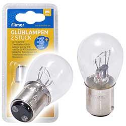 Glühlampe im Doppelpack (Abbildung siehe Anlage)
- Zweifaden-Glühlampe mit Glaskolben und Bajonettsockel (BAY 15D),
- für eine Spannung von 12 Volt und einer Leistung von 5 Watt,
- zur Verwendung als Leuchtmittel für kombinierte Brems- und Schlussleuchte,
- zwei Stück gemeinsam in einer Blisterverpackung mit Pappeinleger verpackt.

"Elektrische Glühlampe, keine Wolfram-Halogen-Glühlampe, für eine Spannung
 von weniger als 100 V, von der für Kraftfahrzeuge verwendeten Art - Glühlampe"