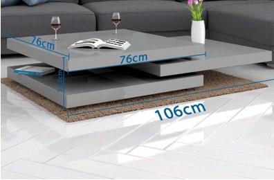 Es handelt sich bei dem sog. "Couchtisch New York (drehbar)" um ein ca. 76 x 76 x 31,5 cm (L x B x H) großen Couchtisch aus Holz (MDF). Das Erzeugnis ist mit vier Standbeinen aus Stahl ausgestattet und besteht jeweils aus einer quadratischen Bodenplatte, einem Mittelteil und einer Tischplatte. Mittelteil und Tischplatte sind um 360 Grad drehbar, die maximale Breite beträgt ca. 106 cm. Der Tisch wird in den Farben Grau, Schwarz oder Weiß angeboten.

Bei denen aus zwei unterschiedlichen Stoffen bestehenden Tischen wird der stoffliche Charakter im Hinblick auf das äußere Erscheinungsbild und den Umfang der Ware durch das Holz bestimmt. Der Tisch ist dazu vorgesehen, auf den Boden gestellt zu werden und dient der Einrichtung in Wohnzimmern.

Die noch nicht zusammengesetzte, verpackte Ware ist als "anderes als von den Positionen 9401 und 9402 erfasstes Möbel, Holzmöbel von der in Ess- und Wohnzimmern verwendeten Art" einzureihen.