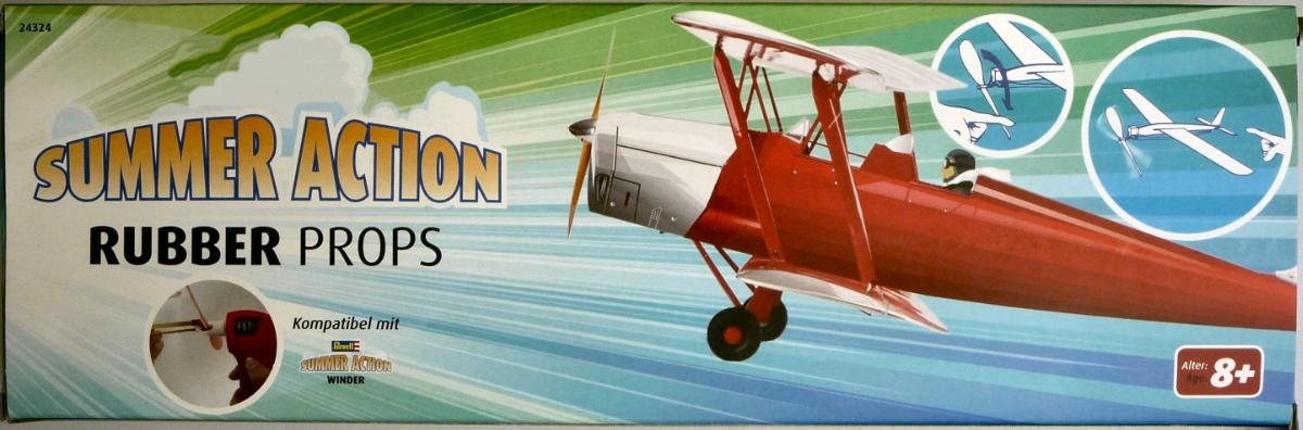 Es handelt sich um einen Bausatz eines Modellfliegers (Doppeldecker, sog. REVELL SUMMER ACTION RUBBER PROPS, Art. 24324) mit einer Spannweite von ca. 40 cm. Nach Umfang, Größe und Menge besteht der Bausatz charakterbestimmend aus Kunststoffen. Nur zwei der durch Stecken zusammenzufügenden Einzelteile (Rumpfnachbildung) bestehen aus leichten, dünnen (ca. 0,3 cm) Holzzuschnitten, die mit bedruckten Folien versehen sind. Der Propeller aus Kunststoff wird durch Stecken an die Flugzeugnase angebracht und mit Hilfe des beiliegenden Gummibandes an einem Metallhaken im hinteren Rumpfabschnitt gespannt. Für den Bausatz ist kein Maßstab angegeben.

Das Erzeugnis dient der spielerischen Unterhaltung von Kindern ab acht Jahren und ist in einer länglichen, bedruckten Pappbox mit einer Bauanleitung für den Einzelverkauf aufgemacht.

Zolltarifrechtlich ist die Ware als "anderer als zuvor von der Position 9503 erfasster Bausatz, aus Kunststoff" einzureihen.