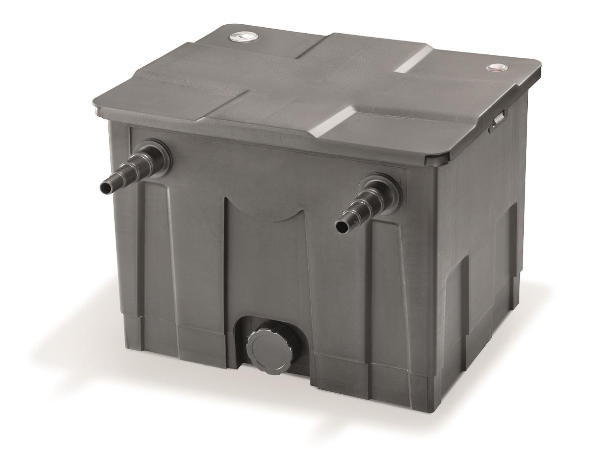 Sog. Durchlauffilter ES350
- bestehend aus einem annähernd quaderförmigen Gehäuse aus Kunststoff (Abmessungen: L x B x H
  402 x 540 x 400 mm), mit zwei Filtereingangsanschlüssen (25 mm bis 37,5 mm) und einer Filterausgangs-
  öffnung (38, 50, 70 mm), vier enthaltenen Filtermedien (eine Vorfiltermatte, zwei gelbe Filterschwämme,
  zwei blaue Filterschwämme und Bio Filterkugeln) sowie ein im Deckel integriertes Thermometer zum
  Überwachen der Wassertemperatur - Abbildung siehe Anlage -,
- für eine maximale Wasserdurchflussrate von 8000 l/h,

"Apparat zum Filtrieren oder Reinigen von Wasser, keine Ware der TARIC-Codes 8421 2100 10 bis
 8421 2100 20 (zusammengesetzte Ware aus Flüssigkeitsfilter - charakterbestimmend - und Messgerät)
 - sog. Durchlauffilter"