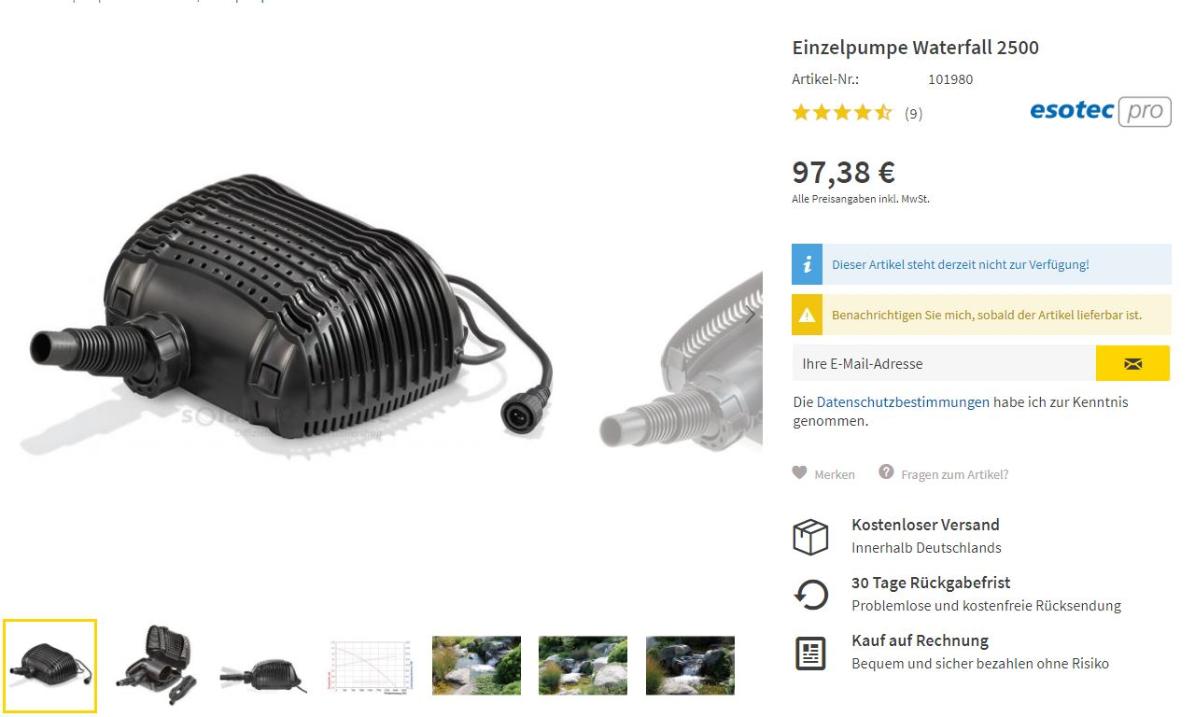 Solar-Bachlaufpumpe,
- aus einer einstufigen Tauchmotorpumpe mit elektronischem Antrieb in einem mit Wasser-
  öffnungen versehenen Kunststoffgehäuse, Sensoren für den Trockenlaufschutz, Kunststoff-
  vorfilter und Schlauchanschluss (Abbildung siehe Anlage),
- mit einer maximalen Förderleistung von 2500 l/h,
- dient nach Anschluss an eine Energiequelle (Solarmodul, Akku oder Netzgerät, nicht Gegen-
  stand der Auskunft) zum Fördern von Wasser, zum Einsatz in Gartenteichen oder Brunnen,
  insbesondere zur Speisung von Bachläufen.

"Flüssigkeitspumpe, Kreiselpumpe, einstufige Tauchmotorpumpe - sog. Solar-Bachlaufpumpe"