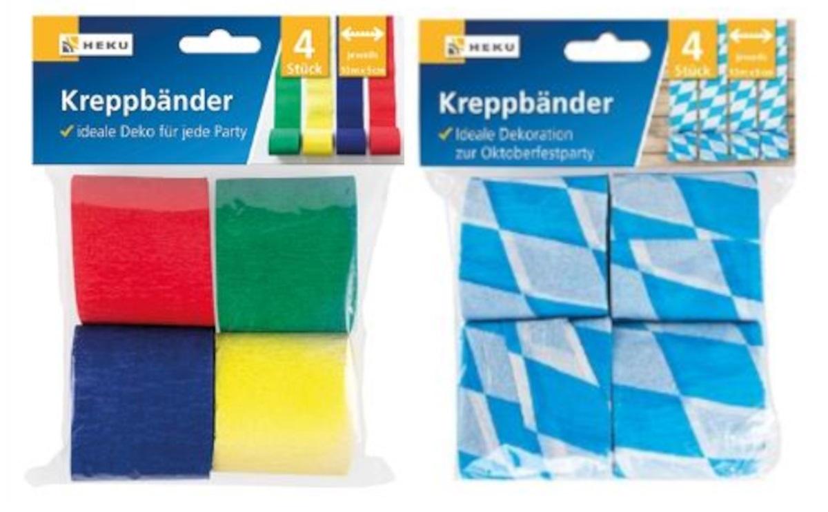 Bei den zwei vorgelegten Waren handelt es sich um zusammengerollte Streifen gekrepptes Papier mit einer Breite von etwa 5 cm. Je nach Artikelnummer ist das Papier entweder beidseitig auf der Oberfläche gefärbt (gelb, rot, blau oder grün) oder einseitig auf der Oberfläche mit einem weiß-blauen, der Staatsflagge Bayerns entlehntem Rautenmuster bedruckt. Die Waren dienen im Innen- oder Außenbereich als universeller und ganzjährig verwendbarer Dekorationsartikel (z. B. auf Oktoberfestveranstaltungen, in Biergärten). Eine Einreihung als Festartikel in die Position 9505 kommt angesichts der neutralen Gestaltung sowie wegen des fehlenden Bezugs zu einem bestimmten Fest nicht in Betracht. Sowohl die einfarbigen als auch die bedruckten aufgerollten Streifen sind jeweils zu vier Stück in einem Headerbeutel mit Eurolochung verpackt.

Abbildung siehe Anlage.

Derartige Waren gehören als "andere Papiere und Vliese aus Zellstofffasern, auf der Oberfläche gefärbt oder bedruckt, in Rollen, jeder Größe, ausgenommen Waren von der in der Position 4803, 4809 oder 4810 beschriebenen Art" zum TARIC-Code 4811 90 00 90.