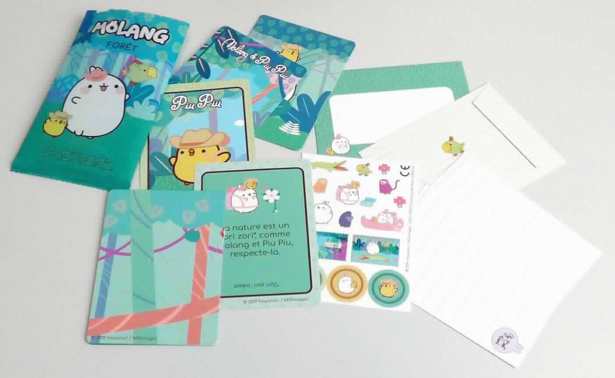 Es handelt sich um eine Klappkarte aus Kartonpapier (Format etwa 12,5 x 8,7 cm, einmal auf etwa 6,2 x 8,7 cm gefalzt). Die Karte ist beidseitig mit comicartigen Darstellungen eines Waldes mit den Comicfiguren Molang und Piu Piu farbig bedruckt. Die rechte Innenseite ist zusätzlich mit fünf Schreiblinien zum handschriftlichen Beschreiben bedruckt. Im Hinblick auf die eigentliche Zweckbestimmung der Ware als Schreibware sind die Aufdrucke nur nebensächlicher Art. Die Klappkarte ist gemeinsam mit drei Sammelkarten, einem Stickerbogen, zwei Briefumschlägen, zwei Schreibzetteln und einer Pop-Up-Karte (alle nicht Gegenstand dieser verbindlichen Zolltarifauskunft) in einem Kunststoffbeutel verpackt. Eine Einreihung als Warenzusammenstellung kommt nicht in Betracht, da die Waren weder zur Befriedigung eines speziellen Bedarfs noch zur Ausübung einer bestimmten Tätigkeit zusammengestellt worden sind. 

Abbildung siehe Anlage.

Derartige Waren gehören als "Kartenbriefe, Postkarten (ohne Bilder) und Korrespondenzkarten, aus Papier" zur Codenummer 4817 20 00 00 0 des Zolltarifs. Eine Einreihung als Warenzusammenstellung kommt nicht in Betracht, da die Waren weder zur Befriedigung eines speziellen Bedarfs noch zur Ausübung einer bestimmten Tätigkeit zusammengestellt worden sind.