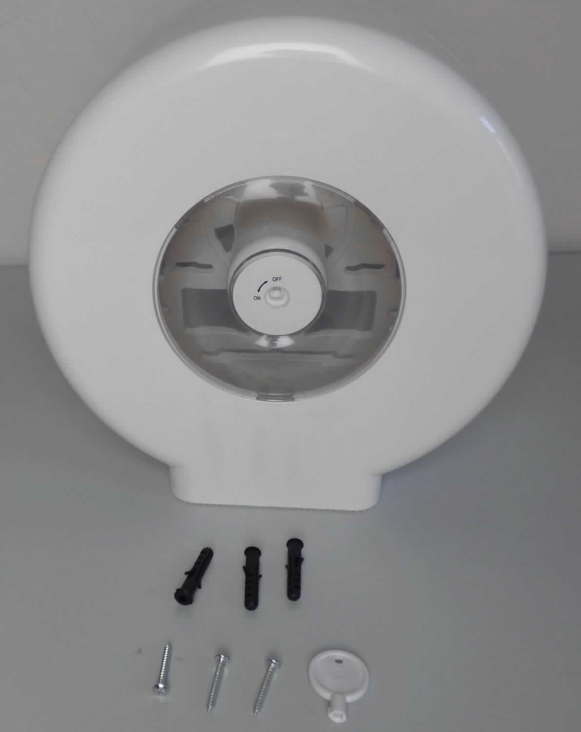 Es handelt sich um einen so genannten "Jumbotoilettenpapier-Spender" aus Kunststoffen im Sinne der Anmerkung 1 zu Kapitel 39 (lt. Produktbeschreibung: ABS). 
Der Spender besteht aus einem runden, aufklappbaren Gehäuse (Durchmesser ca. 28 cm) mit Sichtfenster und integriertem Schloss, einer Abrisskante und einem Steg zur Aufnahme des Toilettenpapiers.

Der gemeinsam mit Montagematerial und einem Schüssel in einem Karton aufgemachte Spender dient zur Aufnahme und zum Abrollen einer Toilettenpapierrolle (nicht Gegenstand der vZTA) und ist zur bleibenden Befestigung an Wänden bestimmt. 

Derartige Erzeugnisse werden zolltariflich als "Baubedarfsartikel aus Kunststoffen, beschlagähnliche Ware zur bleibenden Befestigung an Wänden und Türen" in die Codenummer 3925 9010 00 0 0 eingereiht.