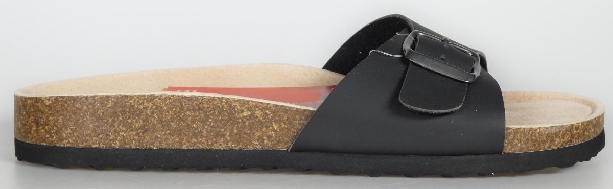 Sandalen, Größe 37, Foto siehe Anlage,
- mit Laufsohlen aus laut Antrag Kunststoff; ohne Hauptsohle aus Holz,
- mit zehenfreiem Oberteil (nicht geschlossenes Blatt) aus Leder,
- mit Schnallenverschluss,
- nicht den Knöchel bedeckend,
- mit einer größten Höhe des Absatzes und der Sohle von ca. 2,2 cm,
- mit einer Länge der Innensohle von ca. 24,5 cm,
- als Frauenschuhe erkennbar,
- mit einem filzartigen Spinnstoff unterlegt.

"Schuhe mit Laufsohlen aus Kunststoff und Oberteil aus Leder, andere als in den Unterpositionen 
 (KN) 6403 1200 bis 6403 9905 genannte, deren Blatt nicht geschlossen ist, andere als in der Unter-
 position (KN) 6403 9911 genannte, mit einer Länge der Innensohle von mehr als 24 cm, für Frauen"