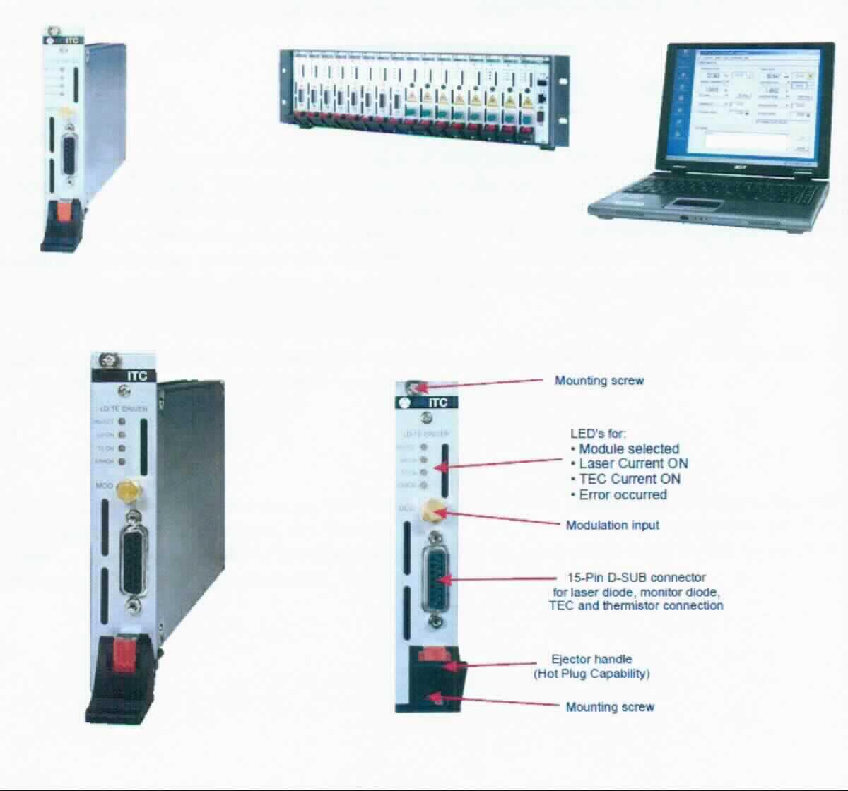 Sog. Laserdioden- und TEC-Controller in verschiedenen Ausführungen, im Wesentlichen bestehend aus einem Einschubmodul (25 x 130 x 270 mm, 675 g), in einem Gehäuse mit einer mit elektrischen und elektronischen Bauelementen bestückten Leiterplatte, mit elektrischen Ein- und Ausgängen und einem Laserdiodenausgang und mit einem Temperaturregler für anzuschließende Temperatursensoren (siehe Abbildung in der Anlage).
Die kombinierte Maschine dient gleichermaßen der Stromversorgung eines angeschlossenen Peltier-Elementes (TEC, nicht Gegenstand dieser vZTA-Entscheidung) als auch der Regelung der Temperatur desselben.
Die mittels der Temperatursensoren (nicht Gegenstand der vZTA-Entscheidung daher unvollständig) aufgrund fortlaufender Messungen gemessene Temperatur (Ist-Wert) wird mit dem festgelegten Sollwert verglichen, um durch ein entsprechendes Anpassen der Stromzufuhr oder eine Stromrichtungsumkehr beide Werte anzugleichen. 
Eine kennzeichnende Haupttätigkeit ist nicht ermittelbar.
Die Ware wird als "elektronischer Thermostat, nicht für zivile Luftfahrzeuge bestimmt" eingereiht.