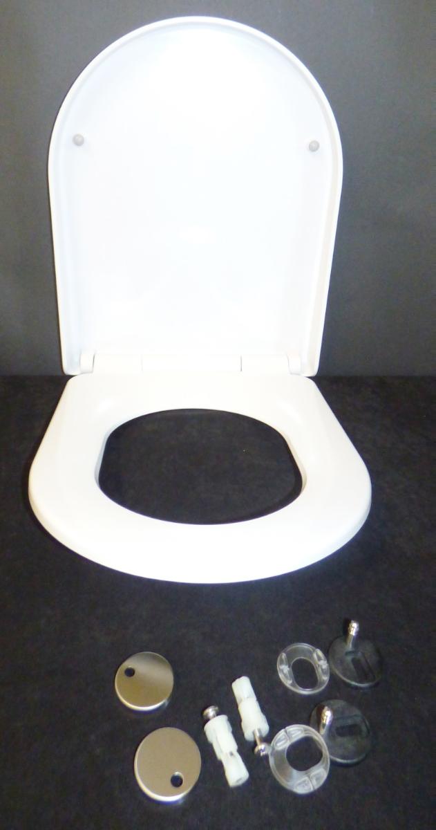 Nach den Angaben der Antragstellerin sowie der vorliegenden Warenmuster handelt es sich um weiße Toilettensitze mit Deckel in zwei verschiedenen Ausführungen (1 x oval und 1 x D-förmig), hergestellt aus Duroplast (einem Kunststoff im Sinne der Anmerkung 1 zu Kapitel 39). Die Sitze und Deckel sind durch Scharniere miteinander verbunden und verfügen an der Unterseite jeweils über Auflagepuffer. Darüber hinaus sind die WC-Sitze mit einer Absenkautomatik (sog. soft-close) versehen.

Der ovale Toilettensitz verfügt zwischen Deckel und Sitz über einen weiteren, kleineren Sitzring, der bei Bedarf als Sitzverkleinerer für Kinder heruntergeklappt werden kann (hält beim Aufklappen magnetisch an der Deckelunterseite).

Die in einem Pappkarton aufgemachten Sitze werden mithilfe des mitgelieferten Montagematerials an Klosettschüsseln befestigt.

Zolltarifrechtlich handelt es sich um "Klosettsitze, aus Kunststoffen".