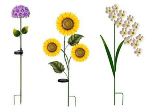 Sog. Solar Gartenstecker Blumen (in verschiedenen Ausfertigungen).
Es handelt sich um Erzeugnisse, die aus einem am unteren Ende U-förmig ausgearbeiteten Stab und stilisierten Blüten aus unedlem Metall bestehen.
Die Erzeugnisse sind mit einem Solarmodul und einer LED-Lichterkette ausgestattet.
Abmessungen: etwa 16 cm x 16 cm x 77 cm.
- Antragstellerangaben -

Die Erzeugnisse werden in den Boden gesteckt und dienen zum Ausschmücken von Gärten und dergleichen. Das unedle Metall bestimmt insbesondere hinsichtlich der Bedeutung für die Verwendung (Zierwirkung), des Umfanges sowie des Gesamteindrucks den Charakter der aus verschiedenen Bestandteilen bestehenden Waren.

Abbildung siehe Anlage.
 
Eine Einreihung als Beleuchtungskörper in die Position 9405 ist ausgeschlossen, da die Waren nicht die Umgebung erhellen und die LED-Lichterkette nur der Erhöhung der Zierwirkung des Gartensteckers dient.
 
Derartige Erzeugnisse gehören als "andere Ziergegenstände aus unedlem Metall, weder versilbert, vergoldet oder platiniert" zum TARIC-Code 8306 2900 00.