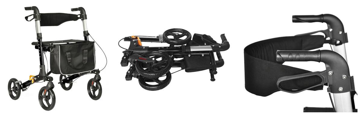 Sog. klappbarer Rollator, im Wesentlichen bestehend aus einem klappbaren Gestell aus Aluminium auf vier gummibereiften Rädern, mit zwei Doppelfunktionsbremsen (Bremsen für die hinteren Räder und Feststellen), höhenverstellbaren, ergonomisch geformten Handgriffen, einer Sitzfläche, einem Rückengurt aus Spinnstoffen und einer abnehmbaren Aufbewahrungstasche ausgestattet. Er ist für Personen mit einer Körpergröße zwischen 150 und 190 cm und eine maximale Belastung bis 136 kg ausgelegt.
Äußere Form: siehe Abbildung in der Anlage.
Der Rollator kann für den Transport zusammengeklappt werden und wird von gangunsicheren oder gehbeeinträchtigten Personen zur Mobilitätsverbesserung bzw. zum Ausgleich von fehlendem Gleichgewicht verwendet.

Die Ware wird als "orthopädische Vorrichtung für Menschen" in Form eines den "Krücken ähnlichen orthopädischen Apparates" eingereiht.