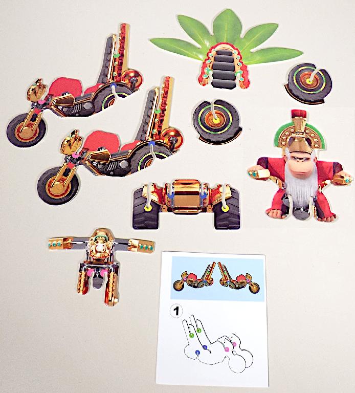 Spielzeug in Form eines Bausatzes, sog. "Mc Donald´s - Super Mario - 2022", Motiv "Cranky Kong Kart"
- aus farbig bedruckter Pappe zum Zusammenstecken, 8-teilig
- Cranky Kong in seinem Trike darstellend
- zusammengebaut ca. 15 x 14 x 8,5 cm groß
- die Einzelteile sind alleine nicht zum Spielen geeignet und sinnvoll aufeinander abgestimmt
- dient der spielerischen Unterhaltung von Kindern
- mit einer Bauanleitung in einer bunt bedruckten Pappschachtel für den Einzelverkauf aufgemacht.

Die Ware wird zolltarifrechtlich als "anderes als in den Unterpositionen (KN) 9503 0010 bis 9503 0030 erfasstes Spielzeug, Bausatz, nicht aus Kunststoff oder handgearbeitet aus Holz" eingereiht.