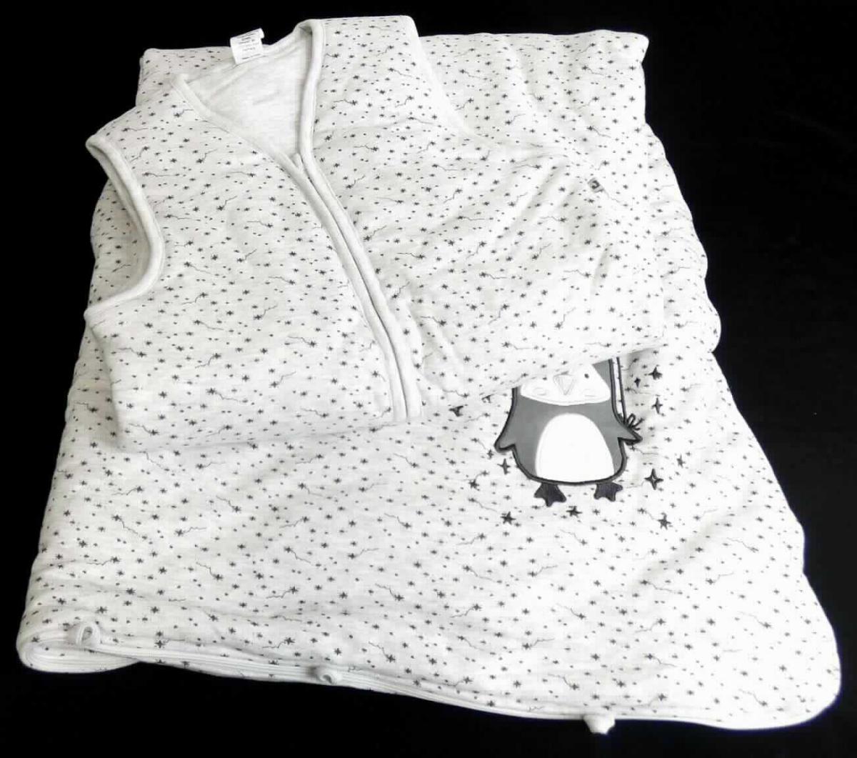 Schlafkleidung, sog. Schlafsack wattiert und ärmellos, Größe 130, Foto siehe Anlage,
- in einem Polybeutel verpackt,
- mit einer max. Länge von ca. 131 cm,
- aus ca. 0,7 mm dicken Gewirken aus laut Antrag 98 % Baumwolle und 2 % Polyester (synthetische Chemie-
  fasern),
- durchgehend wattiert gefüttert,
- mit einem V-förmigen Halsausschnitt,
- vorn mit einer nicht durchgehenden Öffnung mit Reißverschluss, am oberen Rand mit einer kurzen Überlappung 
  von rechts über links,
- ärmellos,
- mit Ausnahme des unteren Randes an allen Rändern mit Streifen aus Gewirken eingefasst,
- auf der Vorderseite mit einer Stickerei verziert,
- entlang des unteren Randes mit einer Öffnung mit Reißverschluss,
- aufgrund der Länge/Größe nicht für Kleinkinder mit einer Körpergröße von bis zu 86 cm bestimmt, somit keine 
  Kleidung der Position 6111,
- dient als Schlafkleidung für Kinder, somit keine Ware der Position 9404.

"Kleidung, andere als in den Positionen 6101 bis 6113 genannte, aus Gewirken, aus Baumwolle"