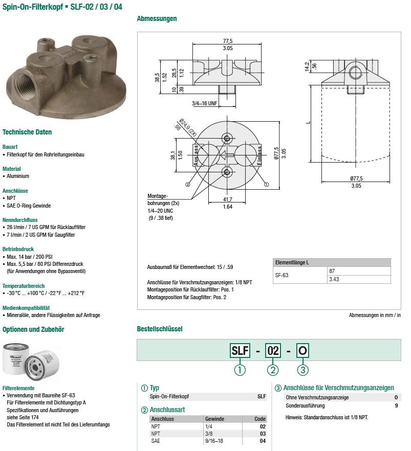 Spin-On-Filterkopf SLF-02 / 03 / 04,
- aus einem maßhaltig nach Zeichnung gefertigten, runden Bauelement aus Aluminium
  (Durchmesser 77,5 mm, Höhe 28,5 mm), an der Oberseite mit einem Zu- und Ablauf
  ausgestattet, jeweils mit Schraubgewinde sowie zwei weiteren spezifisch plazierten
  Bohrungen versehen (Abbildung siehe Anlage),
- zur Verwendung als Filterkopf in einem Rücklauf- oder Saugfilter für Mineralöle.

"Teile, erkennbar ausschließlich für Apparate zum Filtrieren oder Reinigen von Flüssigkeiten
 bestimmt, keine Waren der TARIC-Codes 8421 9100 00 bis 8421 9990 92 - sog. Spin-On-
 Filterkopf"