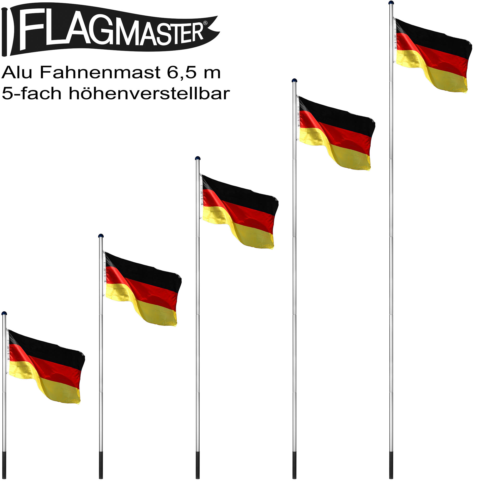 Es handelt sich um Warenzusammenstellungen, bestehend aus
- einem noch nicht zusammengesetzten Fahnenmast (Höhe etwa 6,5 m)
- - aus sechs zusammensteckbaren Rohrabschnitten aus Aluminium,
- - mit einer abgerundeten Endkappe aus Kunststoffen,
- - mit einem Seil aus Spinnstoffen,
- - mit einer Hissvorrichtung und
- - mit einer Bodenhülse (offensichtlich) aus unedlen Metallen,
- einer rechteckigen Fahne aus Spinnstoffgewebe mit farbigem Aufdruck
  (Deutschlandflagge), 
- - mit versäumten Nähten und Metallösen zum Aufhängen der Fahne, und 
- zwei "Karabinerhaken" aus Kunststoffen,
die gemeinsam in einem Karton (Abmessungen L120xB16xH11) für den Einzelverkauf aufgemacht sind.
Die Erzeugnisse werden mittels der Bodenhülse dauerhaft am Boden befestigt und dienen dem Hissen von Fahnen / Flaggen. 
(Antragstellerangaben)

Innerhalb der Warenzusammenstellung ist der Fahnenmast insbesondere im Hinblick auf die Bedeutung für die Verwendung und den Umfang charakterbestimmend. Bei dem aus verschiedenen Stoffen und Bestandteilen zusammengesetzten Fahnenmast handelt es sich in Anwendung der AV 2 b) und AV 3 b) um eine den Waren aus unedlen Metallen gleichgestellte Ware, die nach dem gewichtsmäßig vorherrschenden unedlen Metall (hier: Aluminium) einzureihen ist.

Abbildung siehe Anlage.

Derartige Erzeugnisse gehören als "andere (als in den TARIC-Codes 7610 1000 00 bis 7610 9090 91 genannte) Konstruktionen aus Aluminium, keine vorgefertigten Gebäude der Position 9406, Waren, die sich in einem verpackten Bausatz befinden, der die für das Zusammensetzen eines Fertigerzeugnisses erforderlichen Teile enthält, wobei für diese Teile keine weitere Endbearbeitung oder Fertigung erforderlich ist („Bausatz aus Fertigerzeugnissen“)" zum TARIC-Code 7610 9090 92.