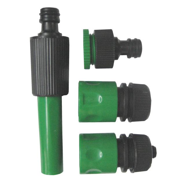 Grundausstattung zum Bewässern von Beeten
- bestehend aus einer Spritzdüse aus Kunststoff mit Steckanschluss für einen Wasserschlauchadapter,
  mit Verstellmechanismus zur Regulierung des Wasserstrahls (Abbildung siehe Anlage),
- zur Gartenbewässerung nach Anschluss an einen Wasserversorgungsschlauch,
- in einer gemeinsamen Verkaufsumschließung mit Beipack (zwei Hahnverbinder in verschiedenen
  Anschlussgrößen und ein Schlauchstück mit Wasserstopp).
Die Spritzdüse bestimmt den Charakter des Ganzen.

"Armatur für Schlauchleitungen, keine Ware der Codenummern 8481 1005 10 0 bis 8481 8099 70 0
  erfasst (Warenzusammenstellung in Aufmachung für den Einzelverkauf aus Spritzdüse und nicht
  charakterbestimmendem Beipack)"