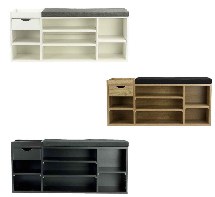 Bei dem Erzeugnis handelt es sich um eine Ware mit zwei Funktionen in Form einer Sitzbank und einem Aufbewahrungsmöbel.
Das ca. 100 x 45 x 30 cm (B x H x T) große Möbel besteht aus einem Gestell aus Holz mit einer gepolsterten Sitzfläche. Neben der Sitzfläche befindet sich eine Schublade mit einer Ablage und unter der Sitzfläche befinden sich sieben offene Ablagefächer.

Die auf den Boden zu stellende Ware verfügt über zwei Funktionen (Sitzen und Aufbewahren) und wird in die zuletzt genannte Position, der gleichermaßen in Betracht kommenden Positionen eingereiht.

Das noch nicht zusammengesetzte und verpackte Erzeugnis wird als "anderes als von den Positionen 9401 bis 9402 erfasstes Möbel, aus Holz, ohne konkreten Raumbezug" eingereiht.