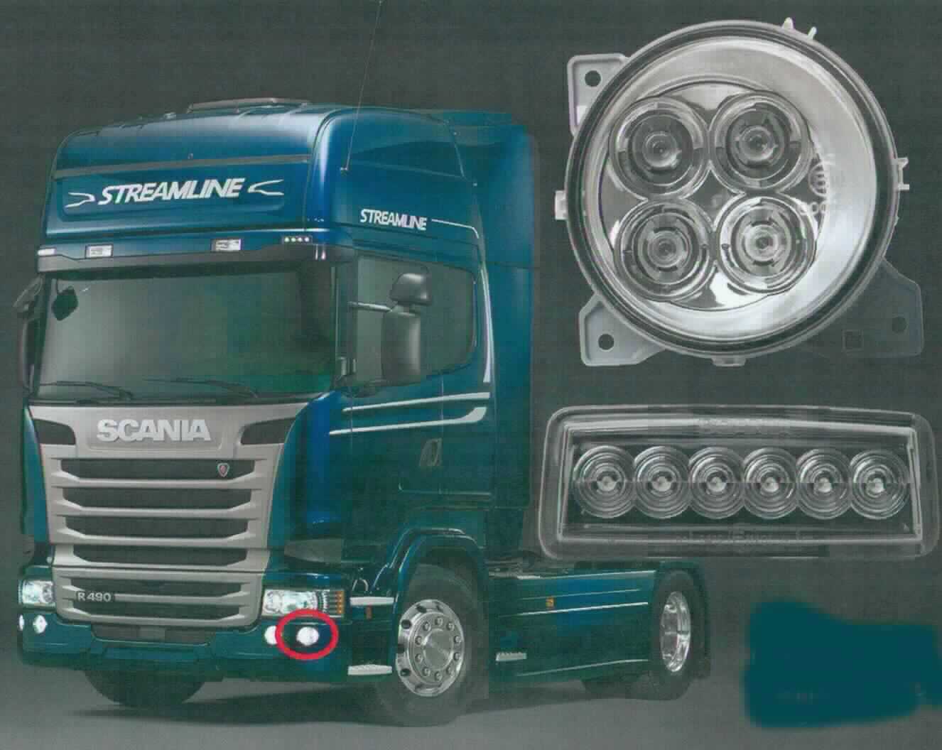"LED- Tagfahrscheinwerfer LKW, Art. 01842976 und 01843076" (Abbildung s. Anlage),
- aus 4 weiß-leuchtenden Leuchtdioden, weiteren elektrischen Bauelementen und Reflektoren
  in einem spezifisch geformten, vorne offenen, runden und abgeschrägten Kunststoffgehäuse
  mit drei hervorstehenden Befestigungsnasen mit Bohrlöchern und weiteren 
  Montagevorrichtungen, mit klarsichtiger, hartbeschichteter Abdeckung aus Kunststoff und 
  elektrischem Anschlussstecker,
  (Abmessungen einschl. Befestigungsnasen 133,52 x 142,03 mm, Höhe 128,41 mm)
- für eine Spannung von 24 Volt und eine Leistung von 6,3 Watt
- nach Einbau in Kraftfahrzeuge und Anschluss an das Bordnetz zur Frontbeleuchtung als
  rechter und linker Tagfahrscheinwerfer bestimmt (z. B. in LKW),

"Elektrisches Beleuchtungsgerät von der für Kraftfahrzeuge verwendeten Art, keine Ware der Position 8539, nicht von den TARIC-Codes 8512 2000 20 bis 8512 2000 50 erfasst; sog. LED-Tagfahrscheinwerfer"