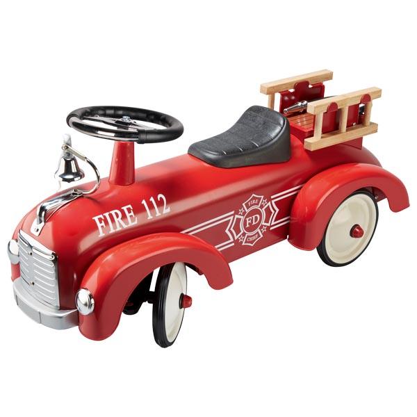 Spielfahrzeug, sog. "Rutscherfahrzeug Feuerwehr", Artikel 14162
- die Nachbildung eines alten Feuerwehrautos darstellend
- in den Abmessungen von ca. 75 x 24,5 x 34,5 cm - lt. Antragsangaben
- im Wesentlichen aus unedlem Metall und Kunststoffen gefertigt
- mit einem Sitz, vier Reifen, einem Lenkrad sowie einer beweglichen Vorderachse ausgestattet
- mit einer funktionstüchtigen Glocke auf der Motorhaube sowie zwei kleinen Leitern sowie einem
  abrollbaren Schlauch am Heck ausgestattet
- das Fahrzeug wird durch Abstoßen mit den Füßen fortbewegt
- dient der spielerischen Unterhaltung von Kindern mit einem Gewicht bis max. 25 kg
- noch nicht zusammengesetzt in einem bedruckten Pappkarton für den Einzelverkauf aufgemacht.

Die Ware wird zolltarifrechtlich als "Spielfahrzeug" eingereiht.