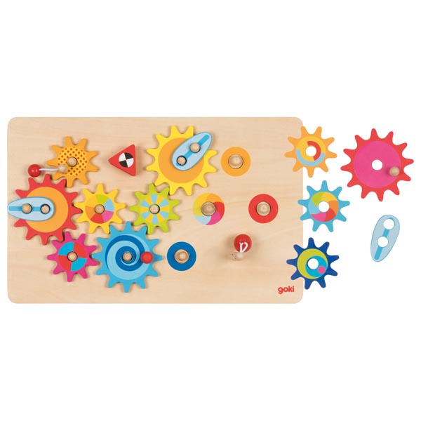 Bei dem als "großes Zahnradspiel, Art. 58782" bezeichneten Erzeugnis handelt es sich um ein Konstruktionsspielzeug, bestehend aus
-  einer ca. 32,5 x 21 cm großen Grundplatte aus Holz, die mit zwölf unbeweglichen
   Holzstiften, von denen elf farblich umrandet sind, sowie einer runden Aussparung
   versehen ist,
- elf Zahnrädern aus Holz in verschiedenen farblichen Gestaltungen und Größen
  (Durchmesser von ca. 5,5 cm bis 8 cm),
- zwei annähernd ovalen Auflegern aus Holz für die Zahnräder,
- einem roten Dreieck aus Holz,
- einem Holzstift, an dem ein elastisches Band aus Spinnstoff sowie eine Glocke
  aus unedlem Metall angebracht ist,
- die einzelnen Bestandteile können entsprechend ihrer farblichen Muster
  angebracht oder in unterschiedlicher Weise auf die Grundplatte gelegt werden,
  um so verschiedene Mechanismen zu bilden,
- die einzelnen Bestandteile sind sinnvoll aufeinander abgestimmt und alleine
  nicht zum Spielen geeignet,
- dient der spielerischen Unterhaltung von Kindern,
- mit einem bedruckten Pappeinleger in Kunststofffolie verpackt.

Derartige Erzeugnisse werden zolltarifrechtlich als "anderes als in den Unterpositionen (KN) 9503 0010 bis 9503 0030 genanntes Spielzeug, Baukastenspielzeug, nicht aus Kunststoff, nicht handgearbeitet aus Holz" eingereiht.