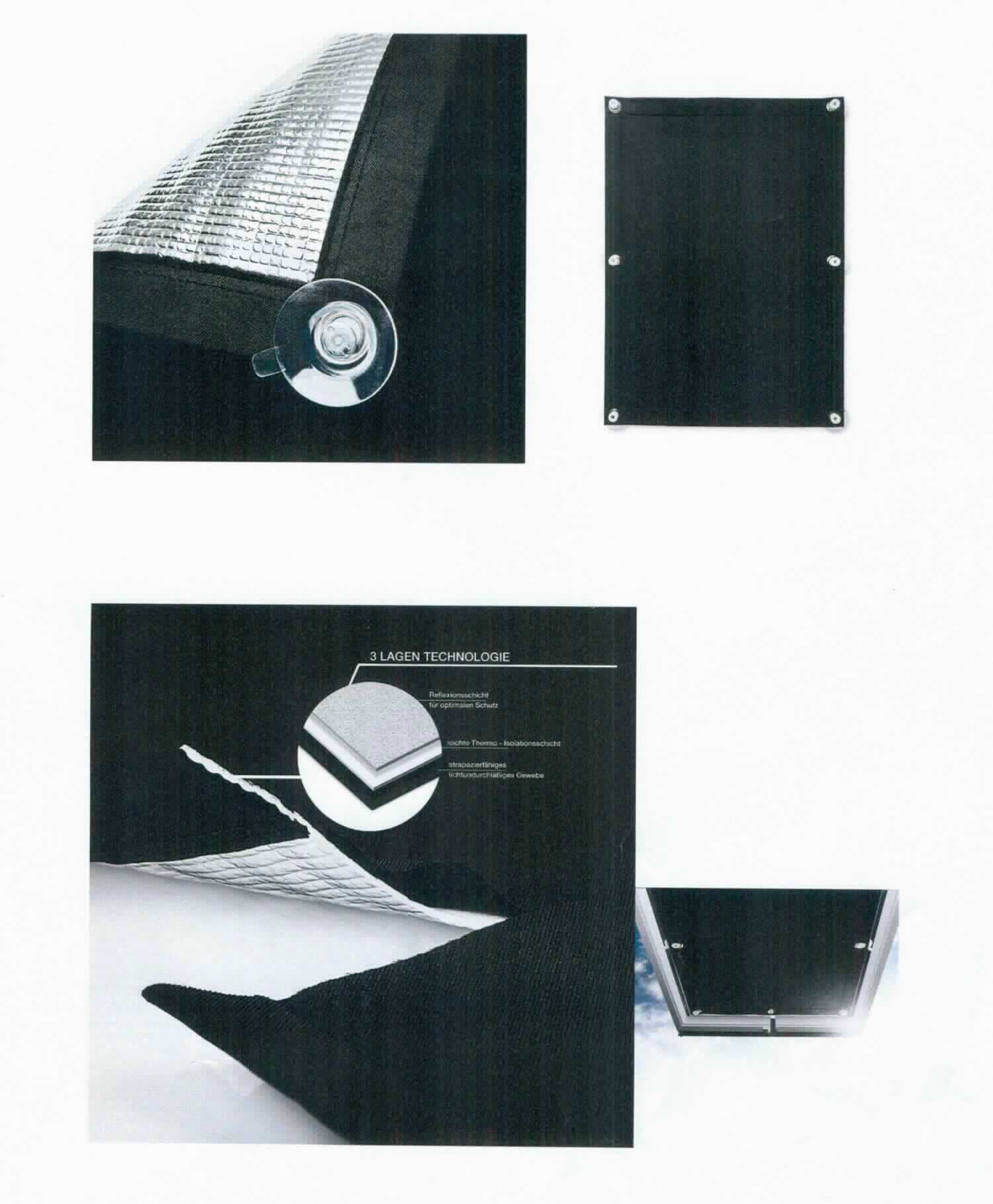 Vorhang, sog. LUMALAND THERMO SONNENSCHUTZ für Fenster, schwarz, Foto siehe Anlage,
- laut Antrag in verschiedenen Größen, als 2-er Set oder einzeln, in einem Polybeutel mit Montagematerial 
  (Saugnäpfe aus Kunststoff) verpackt; veranschaulicht durch ein Muster in rechteckiger Form, in den Abmessungen 
  (L x B) von ca. 91 cm x 58 cm,
- aus einem ca. 98 cm x 65 cm großen, 0,4 mm dicken, undurchsichtigen, einfarbigen Gewebe aus synthetischen 
  Spinnstoffen (laut Antrag: aus Polyester) sowie aus einem ca. 3,0 mm dicken, zweilagigen Verbunderzeugnis 
  aus einer ca. 91 cm x 58 cm großen Folie aus Zellkunststoff, die mit einer silberfarbenen Folie aus einem
  nichtzellulärem Kunststoff laminiert ist (Meterware des Kapitels 39),
- die Ränder des Gewebes sind um die Kunststofffolien geschlagen und festgenäht, 
- an den Rändern mit Ösen aus unedlem Metall ausgestattet,
- u. a. durch Zusammenfügen konfektioniert,
- dient an Fenstern zum Verdunkeln und zum Schutz gegen Hitze, 
- stellt sich aufgrund des Verwendungszwecks und u. a. aufgrund des undurchsichtigen Gewebes als Vorhang dar,
  somit keine Gardine der Unterposition 6303 9290 10 und auch keine Ware der Position 6307,
- im Hinblick auf die Verwendung sind die Kunststoffe und Spinnstoffe gleichermaßen von Bedeutung; im Hinblick 
  auf den Umfang sowie das äußere Erscheinungsbild bestimmen jedoch die Gewebe den Charakter der Ware.

"Vorhang, aus Spinnstoffen, aus Geweben, aus synthetischen Chemiefasern"
