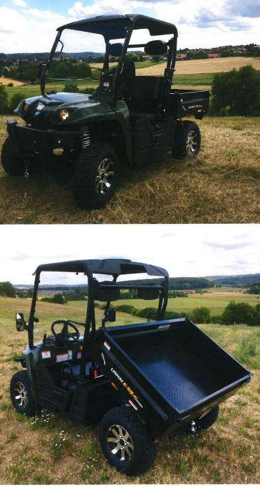 Zugmaschine, sog. landwirtschaftliches Elektrotransportfahrzeug, Art.-Nr.: LH50DU, Foto siehe Anlage,
- in der Bauart eines zweiachsigen, geländegängigen Kraftfahrzeugs, sog. Utility-Terrain-Vehicle,
- mit einem Kraftfahrzeuglenksystem mit Lenkrad,
- mit einer Überdachung über den Sitzplätzen,
- lt. Antrag und ergänzenden Angaben:
- - mit zwei Sitzen,
- - mit Hinterradantrieb und Differentialsperre,
- - mit 60 Volt / 9,3 kW Elektromotor,
- - ohne Batterie, somit unvollständig,
- - vorne ohne Seilwinde,
- - mit einer Höchstgeschwindigkeit von 40 km/h,
- - mit einem Leergewicht von 436 kg,
- - mit einer offenen Ladepritsche mit manueller Kippvorrichtung und einer
    Zuladungsmöglichkeit von 200 kg,
- - mit Bremssystemen an allen Rädern,
- - mit einem Automatikgetriebe mit Rückwärtsgang,
- - einer Kraftübertragung auf die Räder über Antriebswellen (Kardanantrieb),
- - mit profilierten Reifen,
- - hinten mit einer Ankupplungsvorrichtung (Kugelkopfkupplung),
- keine Einreihung in die Position 8711, da von der Position nur zwei- und dreirädrige Krafträder
  erfasst werden.

"Zugmaschine, andere als in den  Unterpositionen 8701 1000 bis 8701 3000 genannte, mit einer Motorleistung von 9,3 kW, andere als in der Codenummer 8701 9110 00 0 genannte"