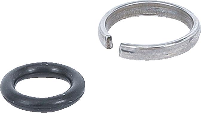 Es handelt sich um Warenzusammenstellungen in Aufmachung für den Einzelverkauf, bestehend aus einem kreisrunden, nicht geschlossenen Ring aus Stahl und einem geschlossenen sogenannten O-Ring aus Kautschuk. Die beiden Waren werden in Schlagschraubern zum Halten und Fixieren von Steckschlüsseln in die Rille des Antriebsprofils eingesetzt, wobei der Stahlring den O-Ring passgenau umschließt. Die Erzeugnisse sind gemeinsam in einem etikettierten Kunststoffbeutel für den Einzelverkauf aufgemacht. Der Stahlring bestimmt aufgrund des Wertes den Charakter der Warenzusammenstellung. 
- Antragstellerangaben - 

Abbildung siehe Anlage. 

Derartige Erzeugnisse gehören als "andere Splinte und Keile aus Stahl" zum TARIC-Code 
7318 24 00 90.