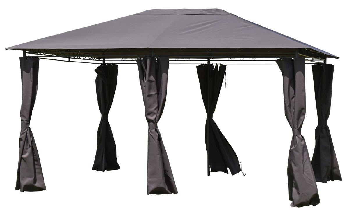 Zelt, sog. Pavillon Rieke, Art.-Nr. 8655981, Foto siehe Anlage,
- anhand von Produktinformationen, einem Seitenteil und einem Musterabschnitt der Dachbespannung
  veranschaulicht,
- laut Antrag:
-- als Gartenpavillon gearbeitet, mit Montagematerial, noch nicht zusammengesetzt eingehend,
-- mit einer rechteckigen Grundfläche von 3 m x 4 m und einer Höhe von 2,65 m,
-- mit einer Grundkonstruktion aus Stahl,
-- mit einer Dachbespannung und sechs Seitenteilen aus einfarbigen Geweben aus 100 % Polyester
   (synthetische Chemiefasern),
- die Gewebe der Dachbespannung sollen laut Antrag einseitig mit Kunststoff überzogen sein;
  ein Überziehen mit Kunststoff ist mit bloßem Auge jedoch nicht wahrnehmbar (somit weder
  Meterware der Position 5903, noch des Kapitels 39),
- durch Zusammenfügen konfektioniert,
- bildet laut Antrag in zugezogenem Zustand einen geschlossenen Raum, erfüllt somit die Begriffs-
  bestimmung für ein Zelt,
- im Hinblick auf die Verwendung als Zelt bestimmen die Materialien der Dachbespannung und der
  Seitenteile (Gewebe aus Spinnstoffen) den Charakter der Ware.

"Zelt, aus Spinnstoffen, aus synthetischen Chemiefasern"