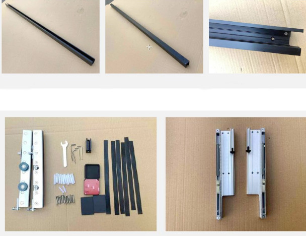 Es handelt sich um Sets, bestehend aus den nachstehend beschriebenen Komponenten:

- ein im Wesentlichen aus unedlem Metall gefertigter Baubeschlag, bestehend aus
- - einem ca. 200 cm langen, mit mehreren Montagebohrungen versehenen Profil aus Aluminium
    (sog. Laufschiene) mit rechteckigem Querschnitt und einer über die gesamte Länge reichenden
    Öffnung an der Unterseite,
- - zwei sog. Laufschienenwagen mit Rollen, aus Aluminium und Kunststoff,
- - zwei Abdeckkappen aus Kunststoff,
- - zwei Dämpfer bzw. Stopper (sog. Softeinzugsystem) aus Aluminium und Kunststoff,
- - zwei sog. Griffmuscheln aus Aluminium zum Aufkleben und
- - einem Profil aus Kunststoff (sog. Bodenführung) sowie

- Montagematerial bzw. -werkzeug.

Die Erzeugnisse dienen zur Verwendung als Schiebesystem für Türen (nicht Gegenstand dieser vZTA) und sind gemeinsam in einem Pappkarton für den Einzelverkauf aufgemacht.
- Antragstellerangaben -

Der noch nicht zusammengesetzte Baubeschlag bestimmt insbesondere im Hinblick auf den Umfang und die Bedeutung für die Verwendung den Charakter der Warenzusammenstellung in Aufmachung für den Einzelverkauf. Unedles Metall bestimmt insbesondere aufgrund des Umfangs den Charakter des aus verschiedenen Stoffen zusammengesetzten Baubeschlags.

Abbildung siehe Anlage.

Derartige Erzeugnisse gehören als "andere Beschläge (Baubeschläge) aus unedlen Metallen, für Türen" zum TARIC-Code 8302 41 10 00.