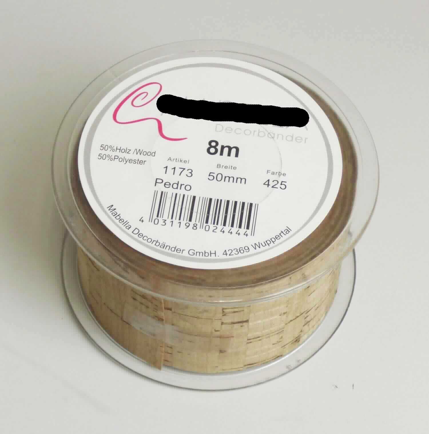 Gewebe, sog. geschnittes Band aus Kork, Foto siehe Anlage,
- als Meterware auf Rollen (Kunststoffspule), laut Antrag mit einer Breite von 5 cm und Länge von 8 m,
- laut Untersuchungsergebnis:
-- in Leinwandbindung,
-- auf der Oberfläche vollständig mit Klebstoff bestrichen und mit einer mit dem bloßen Auge wahrnehmbaren 
   Deckschicht aus Kork überzogen,
- ohne in den Klebstoff eingebettete Kügelchen.

"Gewebe, überzogen, anderes als in den Positionen 5901 bis 5906 genannte, ohne in Klebstoff eingebettete 
 Kügelchen"