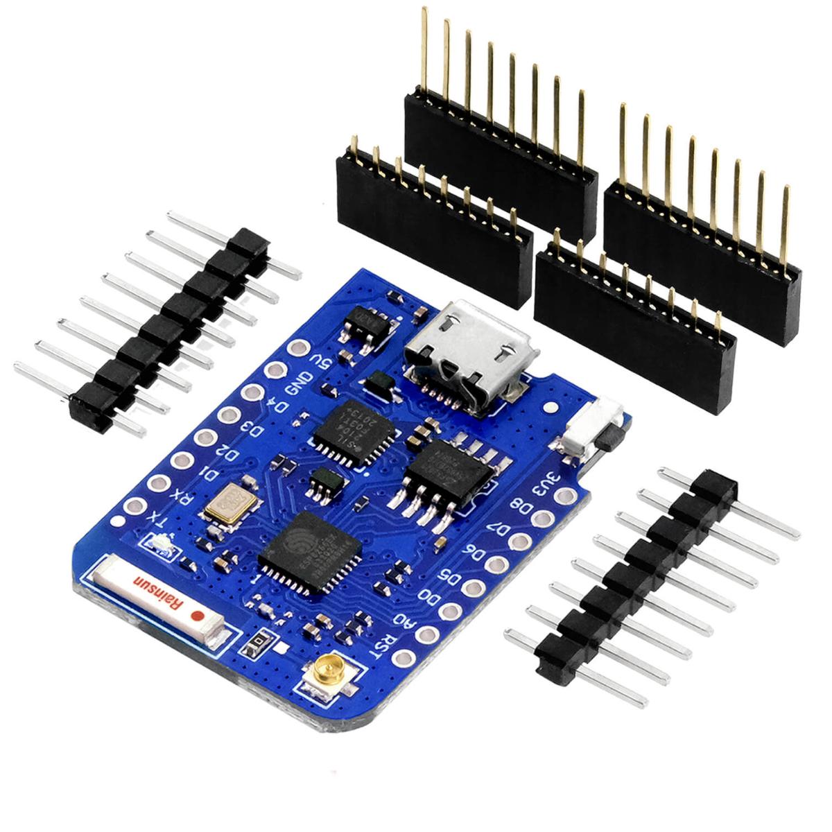 WiFi-Modul
- aus einer mit WiFi-System-on-Chip-Baustein, USB-UART-Konverter,
  Speicherbaustein, Keramikantenne und weiteren Bauelementen bestückten
  gedruckten Schaltung mit Micro-USB-Anschluss, Antennen-Anschluss und
  weiteren Anschlüssen in Form von 11 Kontaktflächen für Anschlusspins
  (Abbildung siehe Anlage),
- zum Empfangen von Funksignalen von verschiedenen WiFi-fähigen Geräten und zum
  Senden von Funksignalen jeweils zur Steuerung WiFi-fähiger Geräte sowie zum Empfangen,
  Konvertieren und Senden von Signalen im WiFi-Standard (Standard: IEEE802.11 b/g/n)
  bei einer Frequenz von 2.4 GHz - ohne kennzeichnende Haupttätigkeit -,
- zusammen mit Beipack (Kontaktleisten) in einer gemeinsamen Verkaufs-
  umschließung.
Das WiFi-Modul bestimmt den Charakter des Ganzen.

"Funkfernsteuergerät - WiFi-Modul D1 Mini (Multifunktionsmaschine aus Funkfernsteuerung
 und Apparat für die Kommunikation in einem drahtlosen Netzwerk - ohne kennzeichnende
 Haupttätigkeit -, in Warenzusammenstellung in Aufmachung für den Einzelverkauf mit nicht
 charakterbestimmendem Beipack)"