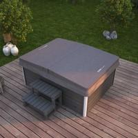 Sog. Outdoor Whirlpool Stream, ggf. in Form einer Warenzusammenstellung in Aufmachung für den Einzelverkauf, bestehend aus einem im Hinblick auf die Bedeutung für die Verwendung charakterbestimmenden, ca. 211 cm x 156,5 cm x 74,05 cm großen Becken aus Kunststoff (PMMA) mit einem Rahmen aus Aluminium und einer Verkleidung aus naturfaserverstärktem Kunststoff (WPC), einer Füllhöhe von 70 cm und einer Füllmenge von 950 l, mit Sitzmulden und einer Kopfstütze. Integriert in den Whirlpool sind eine Heizung, Pumpen, Filter, ein Ozonreinigungssystem, LED sowie 24 in Intensität und Richtung regulierbare Massagedüsen. 
Zur äußeren Form siehe Abbildung in der Anlage.
Die Vorrichtung wird mit Wasser befüllt und dient der durch Wasserdruck bewirkten mechanischen Massage des Benutzers. 
Die Ware ist in einem Karton (bzw. ggf. als Warenzusammenstellung mit Treppe und Thermoabdeckung in zwei Kartons, deren Einheit durch Barcodes und die Beschreibung festgestellt werden kann) verpackt. 

Sie wird als "Massagegerät, kein elektrisches Vibrationsmassagegerät" eingereiht.
