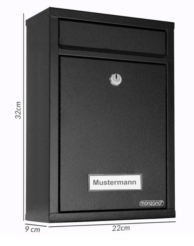 Es handelt sich um quaderförmige Briefkästen aus verzinktem Stahl (Breite x Höhe x Tiefe: etwa 22 x 32 x 9 cm) zur Befestigung an einer Wand. Sie verfügen über einen durch eine Klappe abgedeckten Einwurfschlitz und über eine abschließbare Entleerungsklappe mit Drehzylinderschloss und Sichtfenster für ein Namensschild. Die Briefkästen sind gemeinsam mit zwei Schlüsseln und Montagematerial (vier Schrauben mit Dübeln) für den Einzelverkauf aufgemacht.
- Antragstellerabgaben -

Abbildungen siehe Anlagen.

Derartige Erzeugnisse gehören als "andere Hauswirtschaftsartikel aus Stahl (kein nicht rostender Stahl)" zum TARIC-Code 7323 99 00 90.