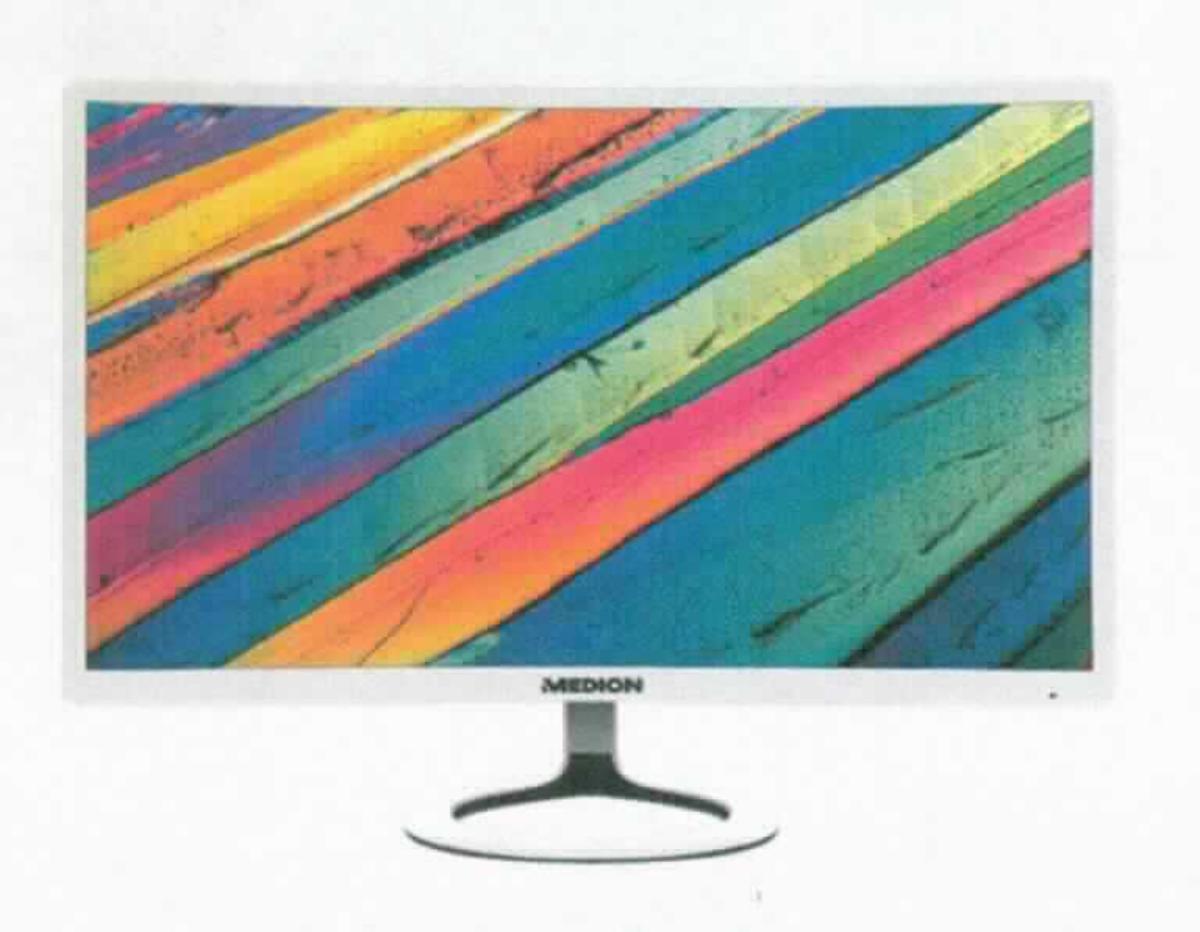 LCD-Monitor (Abbildung siehe Anlage)
- aus einer gebogenen 23,6 Zoll Farb-Flüssigkristallanzeige (Bildschirmdiagonale: 59,8 cm, 
  Auflösung: 1920 x 1080 Pixel, Bildschirmformat: 16:9, Kontrastverhältnis: 3000:1, Helligkeit: 
  250 cd/qm, Pixelabstand: 0,272 mm), LED-Hintergrundbeleuchtung, Lautsprecher und 
  Signalelektronik in einem Curved Gehäuse mit Status-LED, HDMI-, VGA-Anschluss sowie
  Audio-Eingang und Bedienelementen noch nicht zusammengesetzt mit einem Standfuß, 
  über Kabel verbunden mit einem Netzteil,
- zur Darstellung von Signalen von der hauptsächlich in einem automatischen Datenverar-
  beitungssystem der Position 8471 verwendeten Art,
- zum direkten Anschluss an und für die Verwendung mit einer automatischen Datenver-
  arbeitungsmaschine der Position 8471,
- zusammen mit Beipack (HDMI-Kabel, Bedienungsanleitung und Garantiebooklet) in einer 
  gemeinsamen Verkaufsumschließung.
Der LCD-Monitor bestimmt den Charakter des Ganzen.

"Monitor, ohne eingebautes Fernsehempfangsgerät, mit Flüssigkristallanzeige, zum direkten 
 Anschluss an und für die Verwendung mit einer automatischen Datenverarbeitungsmaschine 
 der Position 8471, von der ausschließlich oder hauptsächlich in einem automatischen Daten-
 verarbeitungssystem der Position 8471 verwendeten Art - LCD-Monitor, in funktioneller Einheit 
 mit Netzteil, noch nicht zusammengesetzt mit Standfuß, in Warenzusammenstellung in Auf-
 machung für den Einzelverkauf mit nicht charakterbestimmendem Beipack"