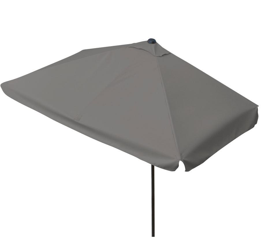 Sonnenschirm, sog. Sonnenschirm, rechteckig (230 x 140 cm), grau, Foto siehe Anlage,
ein Warenmuster wurde nicht vorgelegt, die Einreihung erfolgt anhand der Antragsangaben,
- mit einem zweiteiligen Gestell und Verstrebungen aus unedlem Metall (Aluminium und Stahl),
- mit einem Bezug aus einem textilen Flächenerzeugnis (Polyester); mit einer Windöffnung
  am oberen Ende,
- durch ein Kurbelsystem am Gestell zu öffnen und zu schließen,
- rechteckig; mit den Abmessungen: ca. 270 cm (Länge) x 140 cm (Breite) x 235 cm (Höhe),
- ohne Schirmbefestigung oder Schirmsockel,
- zur Aufstellung auf dem Boden bestimmt.

"Sonnenschirm, Gartenschirm"