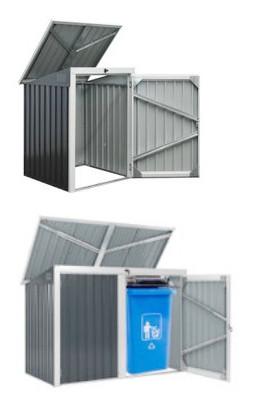 Sog. Mülltonnenbox Basura - 1x 240L S bzw. Basura - 1x 240L + 2x 120L.
Es handelt sich um nahezu quaderförmige, im Wesentlichen aus verzinktem Stahl-
blech gefertigte, verschieden große Erzeugnisse, ohne Boden, bestehend aus einem
Rahmengestell sowie zwei Seitenwänden und einem aufklappbaren Pultdach. Je
nach Ausführung sind die Waren an der Vorderseite mit einer bis vier Türen mit Griff
ausgestattet. Die Rückseite der Waren ist mit Verstärkungsstreben versehen. Die
noch nicht zusammengesetzten Erzeugnisse sind dazu bestimmt, im Außenbereich
dauerhaft aufgestellt zu werden und dienen als Unterstand für Mülltonnen (nicht
Gegenstand dieser vZTA).
Gesamtmaße inkl. Dachüberstand (B x L x H): 101 x 104 x 113/134 cm bzw. 101 x
190 x 113/134 cm.
Die Erzeugnisse sind zusammen mit Ersatzschlüssel und Montagematerial aus
verschiedenen Kleinteilen in einem Paket verpackt.
- Antragstellerangaben -
Exemplarische Abbildung siehe Anlage.

Derartige Erzeugnisse gehören als "andere Konstruktionen aus Stahl, ausschließlich
oder hauptsächlich aus Blech" zur Codenummer 7308 9059 00 0 des Zolltarifs.