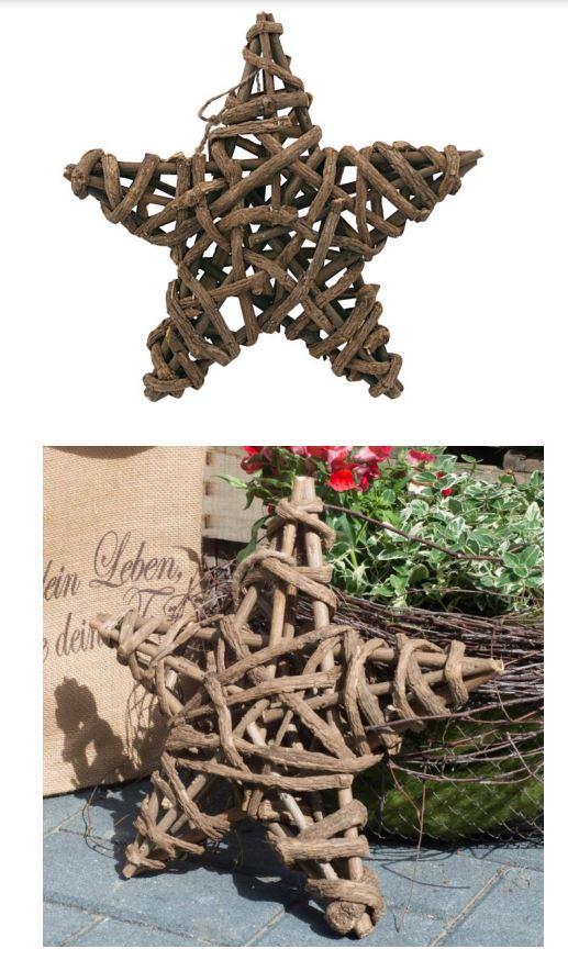 Nach den Antragsangaben handelt es sich bei dem sog. "Deko-Hänger STERN" um einen sternförmigen Ziergegenstand mit den Maßen ca. L 30 cm x H 30 cm x T 5 cm. Die Ware besteht aus einem formgebenden Grundgerüst aus Holzleisten, welches mit biegsamen Zweigen der Weinrebe (Flechtstoff im Sinne der Anmerkung 1 zu Kapitel 46) in Flechttechnik umwickelt ist. An der Oberseite ist eine textile Aufhängeschlaufe befestigt.

Im Hinblick auf den Umfang und die Bedeutung für die Zierwirkung bestimmen die Flechtstoffe den Charakter der in Handarbeit gefertigten Ware.

Zolltarifrechtlich handelt es sich um eine „Andere Ware, unmittelbar aus anderen pflanzlichen Flechtstoffen als Bambus oder Rattan hergestellt, andere als Flaschenhülsen aus Stroh, handgearbeitet“.
