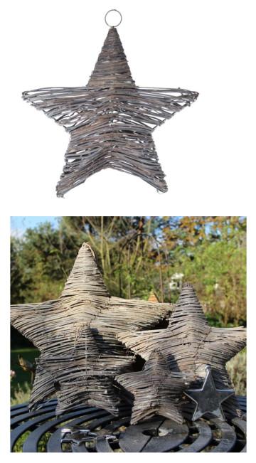 Nach den Antragsangaben handelt es sich bei dem sog. "Deko-Hänger Stern JOANA" um einen sternförmigen Ziergegenstand in vier unterschiedlichen Größen (ca. 15 cm x 15 cm x 6 cm, 20 cm x 20 cm x 8 cm, 30 cm x 30 cm x 10 cm, 40 cm x 40 cm x 12 cm). Die Ware besteht aus einem formgebenden Grundgerüst aus Metalldraht, welches mit biegsamen, geweißten Rattanzweigen (Flechtstoff im Sinne der Anmerkung 1 zu Kapitel 46) in Flechttechnik umwickelt ist. An der Oberseite befindet sich ein Metallring zum Aufhängen.

Im Hinblick auf den Umfang und die Bedeutung für die Zierwirkung bestimmen die Flechtstoffe den Charakter der in Handarbeit gefertigten Ware.

Zolltarifrechtlich handelt es sich um eine „Andere Ware, unmittelbar aus pflanzlichen Flechtstoffen hergestellt, aus Rattan, handgearbeitet“.