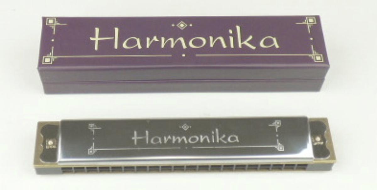 Es handelt sich um eine ca. 16 cm lange Mundharmonika, Artikel UC020, die aus einem Kanzellenkörper mit 20 doppelreihigen Blasöffnungen (Kanzellen für unterschiedliche Töne) und zwei Stimmplatten mit Stimmzungen aus Metall besteht.
Auf beiden Seiten (oberer und unterer Deckel) befindet sich eine Gravur (Harmonika).

Das zum Musizieren geeignete und sich somit als Musikinstrument darstellende Erzeugnis ist in einem bedruckten Pappkarton verpackt.

Die Ware ist als "Blasinstrument, andere als Orchestrien und Drehorgeln, kein Blechblasinstrument, Mundharmonika" einzureihen.