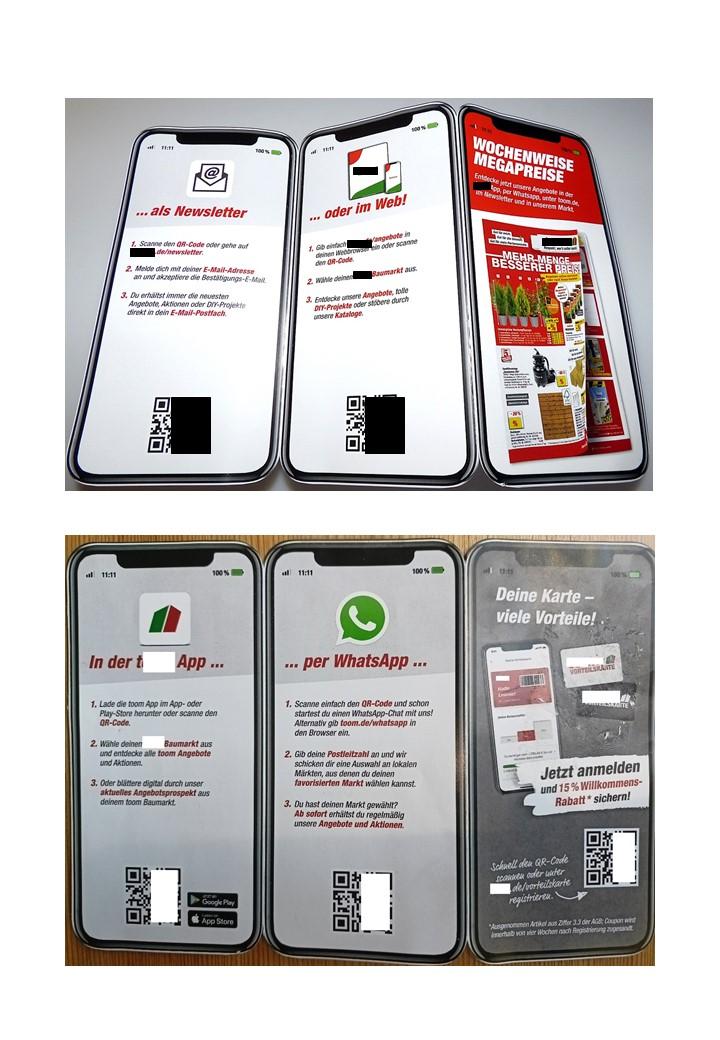 Es handelt sich um einen Flyer eines Einzelhandelsunternehmens (Baumarkt-Kette) zur kostenfreien Abgabe an Kunden. Dieser besteht aus einem beidseitig farbig bedruckten, konturierten Zuschnitt aus Papier, der auf das Endformat von etwa 7,0 x 14,5 cm 2-fach wickelgefalzt ist und die Umrisse eines Smartphones hat. In dem 6-seitigen Faltblatt sind neben dem Logo des Unternehmens im Wesentlichen Kurz-URLs repräsentierende QR-Codes mit Erläuterungen in Textform abgedruckt, mit denen über ein Smartphone entweder die App der Baumarkt-Kette installiert, deren Homepage aufgerufen oder zu dieser Kontakt per E-Mail oder über einen weit verbreiteten Instant-Messaging-Dienst aufgenommen werden kann. Des Weiteren wird von dem Einzelhandelsunternehmen auf die regelmäßigen Waren-Sonderangebote hingewiesen. Zudem besteht ein zusätzlicher Anreiz die beworbene App zu installieren darin, sich über eine weitere Kurz-URL nach Installation der App einen prozentualen "Willkommens"-Rabatt auf den Kaufpreis bei der Baumarktkette online bestellter Waren zu sichern. Der Flyer wird von dem Handelsunternehmen als Marketing-Instrument zur Neukundengewinnung, Kundenbindung und Absatzförderung eingesetzt.

Abbildung siehe Anlage.

Derartige Waren gehören als "andere Werbedrucke, andere als Verkaufskataloge" zur Codenummer 4911 10 90 00 0 des Zolltarifs.
