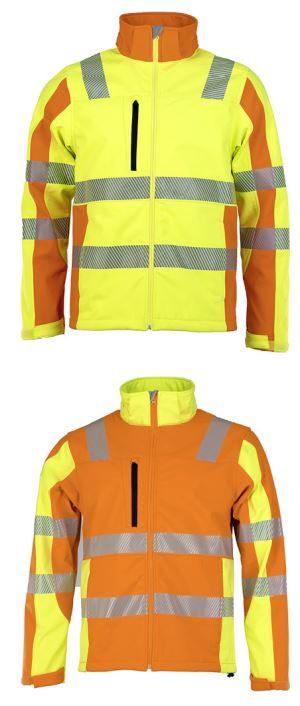 Blouson, sog. PREVENT® Trendline Softshelljacke, Art. PTW-DS, Größe L, Foto siehe Anlage,
- laut Antrag in zwei unterschiedlichen Farbausführungen,
- in einem Polybeutel verpackt,
- aus ca. 1,3 mm dicken, dreilagigen Flächenerzeugnissen der Position 5903 mit einer Außenlage aus
  verschiedenen einfarbigen Geweben, einer Zwischenlage aus einer Folie aus augenscheinlich Kunst-
  stoff und einer Innenlage aus einfarbigen, gerauten Gewirken; aus laut Antrag 100 % Polyester
  (synthetische Chemiefasern),
- teilweise gefüttert,
- über den Schritt reichend (Rückenlänge: ca. 73 cm),
- mit einem Stehkragen und einer mittels Reiß- und Klettverschluss abtrennbaren Kapuze,
- vorn mit einer durchgehenden Öffnung mit Reißverschluss; am Kragenrand mit einer kurzen Über-
  lappung von rechts über links (Frauenkleidung),
- mit langen Ärmeln, die über den unteren Rand des Kleidungsstücks hinausreichen; an den Ärmelenden
  mit einem Klettverschlussriegel zu verengen,
- vorn mit drei eingesetzten Taschen mit Reißverschluss,
- mit aufgedruckten, reflektierenden Streifen versehen,
- am unteren Rand mit einem Tunnelzug zu verengen,
- erfüllt die Merkmale zur Einreihung als Blouson, somit keine Jacke,
- aufgrund der verwendeten Flächenerzeugnisse keine Ware der Position 6201 bzw. 6202,
- die Gewebe der Außenlage verleihen den Flächenerzeugnissen insbesondere im Hinblick auf das
  äußere Erscheinungsbild ihren wesentlichen Charakter.

"Kleidung (Blouson), aus Erzeugnissen der Position 5903, aus Geweben, von der in der Position 6202
 beschriebenen Art"